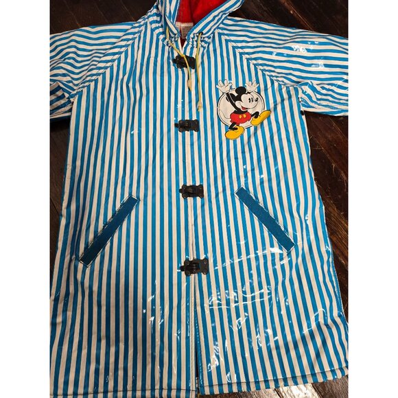 ❤️Vintage 80's Mickey & Co Striped Lined Raincoat 6x/7 Mickey Mouse - Picture 4 of 16